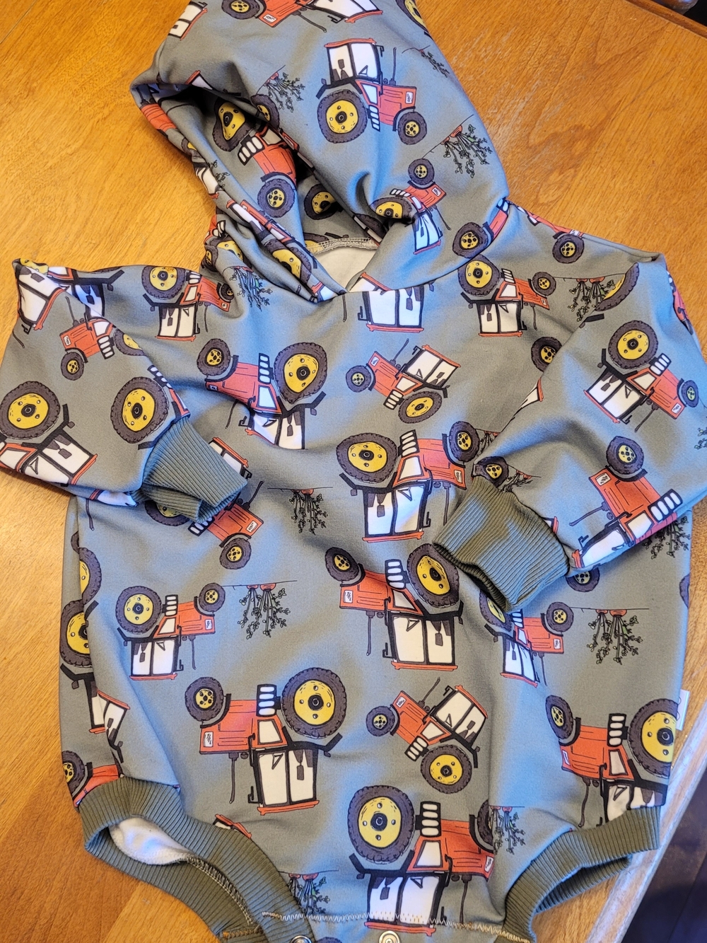 Kids Tractor Hooded Sweatshirt Bodysuit - Blue